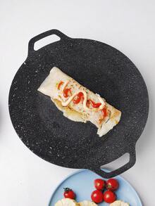 1pc Round Non-Stick Grill Pan, Multi-Functional Large & Small Size Barbecue Frying Pan, Outdoor Camping Portable Iron Griddle Cookware Accessory - Multicolor - View 4