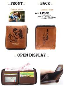 Khắc hình ảnh tùy chỉnh dành cho nam và nữ Ví gấp khắc 2-8 cú va chạm bằng nắm tay Tên Ngày của Cha Ngày lễ tình nhân Quà tặng kỷ niệm Thời trang tối giản Quà tặng sinh nhật - QB007 - Xem 11