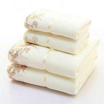 Assorted Towel Set, 4pcs Lace Bath Towel And Towel Set, Large Size, Super Fine Fiber Absorbent, For Bath, Beach, Size: 140x70cm; Face Towel: 75x35cm Home Bathroom Decor Summer Back To SchoolFor Beauty Salon Home Bathroom