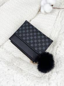 Hairball Wallet Detail Fold Over Pocket Wallet Small Bifold Slim Women Wallet Lightweight Portable Credit Card Key Case Short Wallet Cute Modern Fashion For Birthday Gift Christmas Anniversary Women Girls Lady Business For Anniversary For Christmas On Valentine Day For Birthday Gift For Couple For Girls For Lady For Female Bag School Supplies For School Dorm Room & Back To School For Women Wallet Purse Wallet Small Wallet