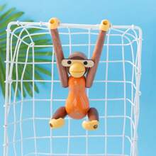 1pc, Creative Wooden Monkey Phone Holder, Decorative Art Hanging Ornament For Living Room & Bedroom, Versatile Table & Shelf Decor, Multi-Purpose Practical Gift - Multicolor - View 5