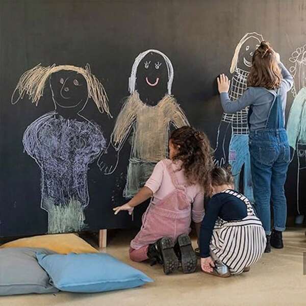 1 PIEZA Papel tapiz de pizarra negra para pelar y pegar, pegatina de pared de pizarra grande, papel autoadhesivo de pizarra DIY reutilizable y borrable (incluye tiza) para decoraciones de baby shower y familia, regalos