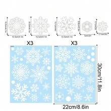 圣诞装饰 6 张/套，114 件雪花窗贴，圣诞装饰，冬季门背景装饰，白色雪花静电玻璃贴纸 - 彩色 - 查看 2