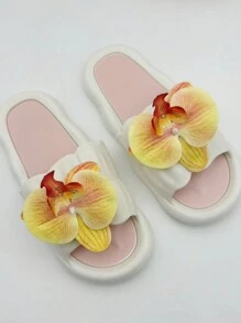 1對黃色蝴蝶蘭人造花鞋夾，3D膜適用於頭飾、髮夾、衣物、鞋子和帽子裝飾配件 - 黃色 - 查看 3