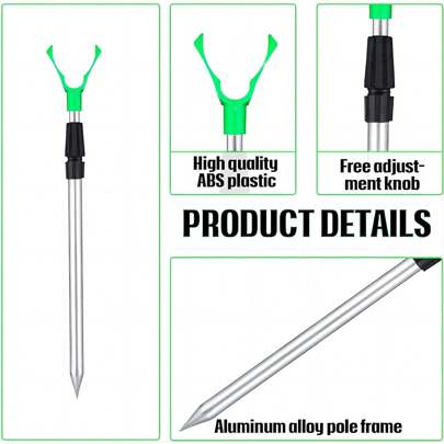 1pc Adjustable Fishing Rod Holder, Portable Corrosion Resistant Telescopic Aluminum Fishing Rod Stand For Shore, Lakeside, Beach