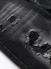 Jeans skinny diritti neri slavati e strappati stile europeo e americano per uomo