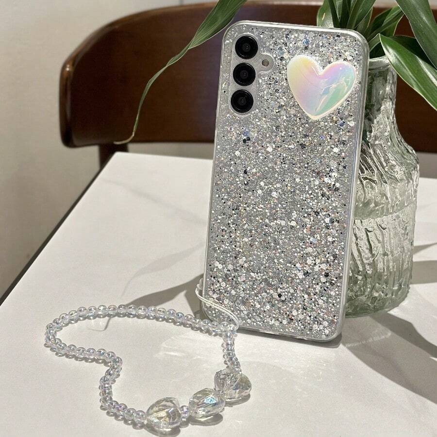 1 chiếc ốp lưng điện thoại màu hồng sao lấp lánh, bóng bẩy dành cho nữ, dùng cho điện thoại Apple & Android, phiên bản quốc tế, không phải phiên bản nội địa. - Hồng - Xem 1