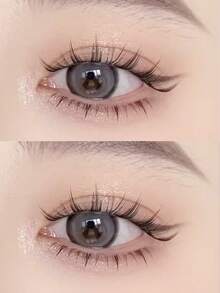 36串娃娃瞳下睫毛延伸，自粘式，無需膠水，堅固並具有自然外觀，十字形設計，輕奢感三步假睫毛，柔軟輕盈，便攜式，日常妝容和上下班通勤使用，可重複使用，增強眼睛效果