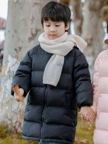 Annil Boys And Girls Winter Casual Warm And Windproof Mid-Length Children's Down Jacket - Black - View 1