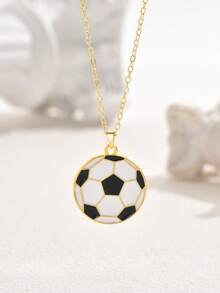 1pc Sports Ball Necklace Pendant Set For Fans Of Basketball, Football, Rugby, Etc. - Multicolor - View 4