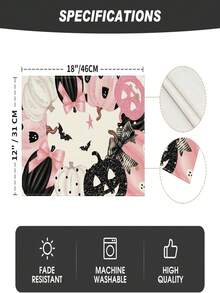 1pack Pink Lantern Halloween Placemats  Fall Pumpkin Table Mats For Party Kitchen Dining Decoration - Multicolor - View 2