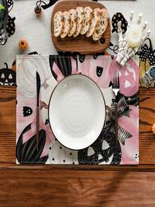 1pack Pink Lantern Halloween Placemats  Fall Pumpkin Table Mats For Party Kitchen Dining Decoration - Multicolor - View 3