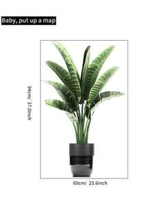 1pc Artificial Green Plant Wall Sticker, Potting Decoration For Living Room, Entrance, Home Adhesive Decorative Paper