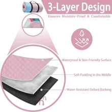 PY SUPER MODE Picnic Blankets Extra Large, Waterproof Foldable Outdoor Beach Blanket Oversized 83x79" Sandproof, 3-Layer Picnic Mat For Camping, Hiking, Travel, Park, Concerts(Abstract Pink) - Geometric powder - View 2