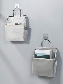 1個掛壁收納袋，多功能卧室/宿舍/桌子收納袋，耐用布料學生宿舍收納袋，節省空間掛在門後的浴室外衣掛袋 - 彩色 - 查看 2