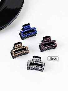 4pcs Ladies' Rhinestone Hair Claw Clips, Simple Rhinestone Hair Clips, Hair Accessories - Multicolor - View 17