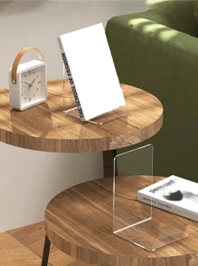 2pcs/Set Clear Acrylic Bookends,Creative Decorative Book Ends Supports For Shelves, Non-Slip Book Storage Rack Stand, Book Holder For Books, CD, Video, Book Stopper For Home, Llibrary, Office. - Clear - View 2