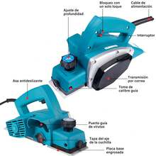 Cepillo Eléctrico para Madera de 3 1/4 Pulgadas (82mm) 800W 11000RPM Carpinteria Cepilladora Electrica Madera Cepillador Madera Carpintero - Azul - Ver 5