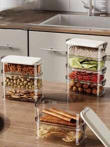 6pcs Storage Box, Small Fruit & Meat Organizer, Kitchen Grains Storage Can, High-End Thick Seal Box, Microwave Safe And, With Lid And Dividers For Freshness And Separation - Clear - View 5