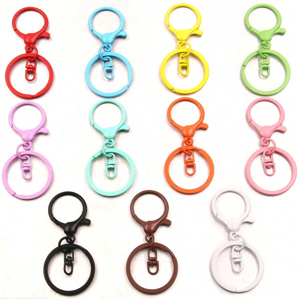 Conjunto de 10 peças de suprimentos para fabricação de jóias DIY com fechos de lagosta coloridos com banho de metal, incluindo três peças em forma de chaveiro. Presente Fashion para Festivais.