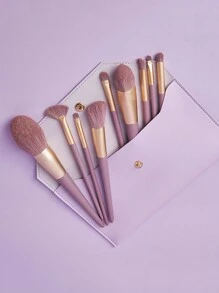 9pcs Portable Makeup Brush Set - Purple - View 2