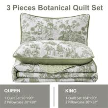 3 Pieces  Purple/Blue/Grey/Green Flower Quilt Set Twin Full Queen King Size, Paisley Patchwork Plaid Bedspread Bedding Sets Boho Damask Soft Microfiber Coverlet Set For All Season