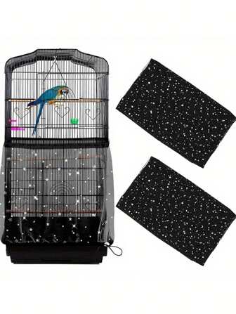 1pc Random Edge Color Stretchy Elastic Dense Mesh Bird Cage Cover, Dust Proof, Suitable For Birds All Seasons