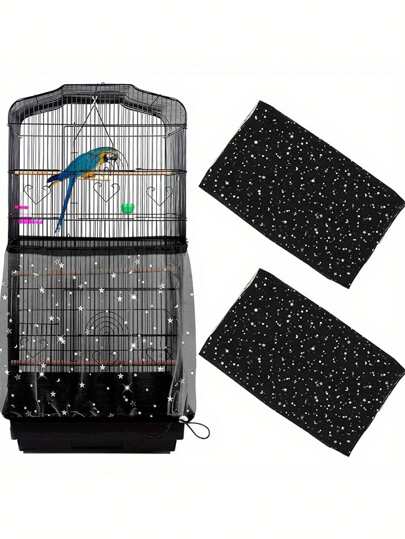 1pc Random Edge Color Stretchy Elastic Dense Mesh Bird Cage Cover, à prova de poeira, adequado para pássaros em todas as estações