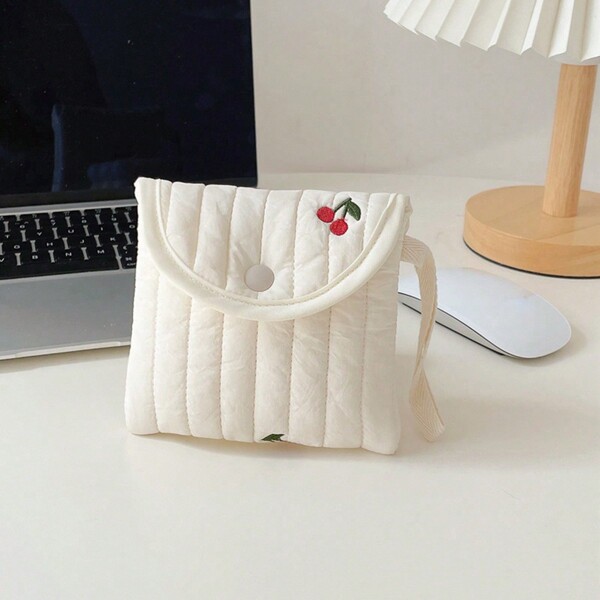 زجاجة عطر فرعية مزينة بنقشة الكرز مقاس 1 لحقيبة النسائية الصحية للبنات والسيدات، شنطة تخزين صغيرة للتنقل واكسسوارات التجميل ومستحضرات العناية بالبشرة والهاتف والعملات والعديد من الأغراض الصغيرة للمنزل والهدايا والسفر والأعياد والعطلات، ذات طابع بوهيمي