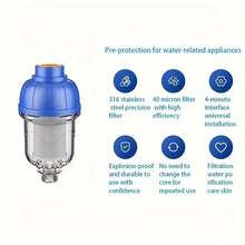 1Pc Household Water Heater Washing Machine Shower Tap Tap Scale Inhibitor Water Purifier Without Changing The Core Filter Pre-Filter - Blue - View 4