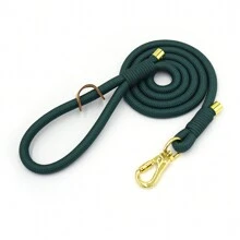 Pet Fashionable Personalized Gold Color Zinc Alloy Clasp Heavy Duty Handmade Nylon Leash For Dogs, Polyester Rope Durable Strong Dog Lead, Suitable For Large & Medium Pets, Collar And Training Accessories