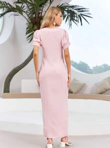 Solid Color Dress - Green - View 2