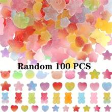 5/10/20/30/50/60/80/100pcs Colorful Mini Flat Gummy Bear, Star, Heart Shaped Resin Decoration Accessories For Jewelry Making, Crafts, Phone Decor, Scrapbooking, Nail Art