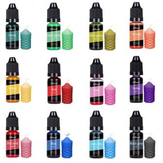 液体蜡烛染料 - 鲜艳颜色蜡烛染料，适用于大豆蜡烛制作，油性蜡烛染料，高浓度液体蜡烛彩色染料，适用于大豆蜡、蜂蜡、凝胶、棕榈蜡 - 10ml