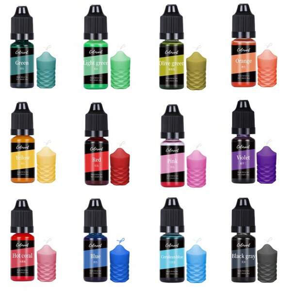 Tinte líquido para velas - Tintes de colores vivos para hacer velas de soja, tinte a base de aceite para la cera de vela, tinte líquido de alta concentración para cera de soja, cera de abeja, gel, cera de palma - 10ml