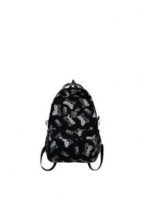 1pc Unisex Fashionable Nylon Zipper Closure Backpack With Fresh Print, Suitable For Daily Use - A - View 13