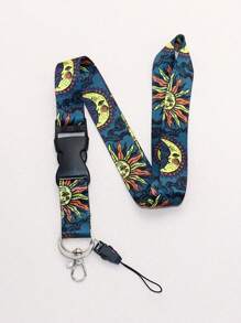 1pc Breakaway Boho Neck Lanyard For Keys,Keychain,ID Badge Holder With Quick Release Buckle,Keyring, Cool Sun And Moon Strap,Great Gift For Women Man. Car Accessories Bag Charm Backpack For School