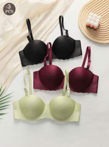 3 件装无缝胸罩聚拢文胸（适合小胸部）