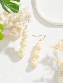 1pair Resin Frangipani Flower Drop Earrings, Hawaii Ocean Style, Vacation Accessory - Multicolor - View 13