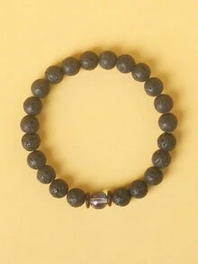 1入組男款熔岩手鍊，天然石彈性手鍊，8mm熔岩火山石珠手鍊，男士熔岩手鍊，熔岩珠手鍊，女士和男士的珠寶禮物，新手鍊，天然熔岩石搭配獨特的天然石頭製造出獨特的能量手鍊，木質飾品，吸引勇氣和活力的時尚男士珠寶，適合日常佩戴，為朋友帶來珍貴的珠寶禮物 - 黑色 - 查看 43