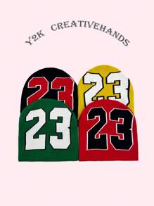 1pc The 23rd  Unisex Knitted Beanie Hat With Jacquard Pattern, Windproof Outdoor Fashionable Cap - A - View 7