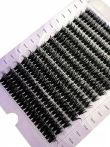 HBZGTLAD 280 件/套 14 排 60/80 件 0.05 毫米仿貂皮睫毛，9-16 毫米混合长度，3D 俄罗斯卷单根睫毛，用于化妆，黑色，紫色盒装睫毛簇，睫毛簇，单根睫毛，睫毛，假睫毛 - 黑色 - 查看 3