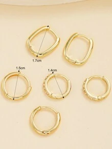 Conjunto de 6 piezas de pendientes simples de circonia cúbica de cobre para mujeres, ideal para vacaciones y citas, uso diario, regalo