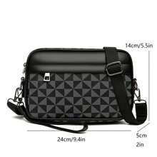 Fashion Color-Blocking Pinwheel Weave Crossbody Bag, Suitable For Work And Shopping, With Zipper Closure, Random Color College Bag Summer Dad Old Money Bag Multi-Functional Purse Holiday Bag Tote Bag Checkered Plaid Style Hip Bag Christmas Gifts For Bag Travel Essentials Retro Bag Valentines Holiday Essentials Camping Sling Bag Stickers Bags Back To School Valentines Gifts Vintage Shoulder Bag Spring Vintage Bags School Supplies - Multicolor - View 5