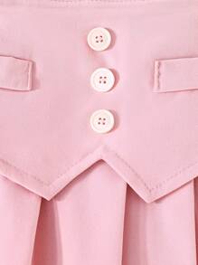 Conjunto de verano para chicas con top corto con cuentas, falda exquisita y elegante sombrero, 3 piezas - Rosa - Ver 6