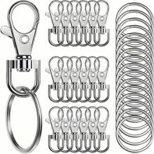20pcs (10pcs Lanyard Snap Hooks+10pcs Key Rings) Premium Swivel Snap Hooks With Key Rings,For Keychain Making Kit Metal Lanyard Keychain Hooks ,Lobster Clasps, For Key Jewelry DIY Crafts,Bag Accessories Carabiner Clip - Silver - View 16