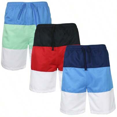 Men's 3-Pack Moisture Wicking Performance Training Shorts With Inner Mesh Lining  Color Block Design