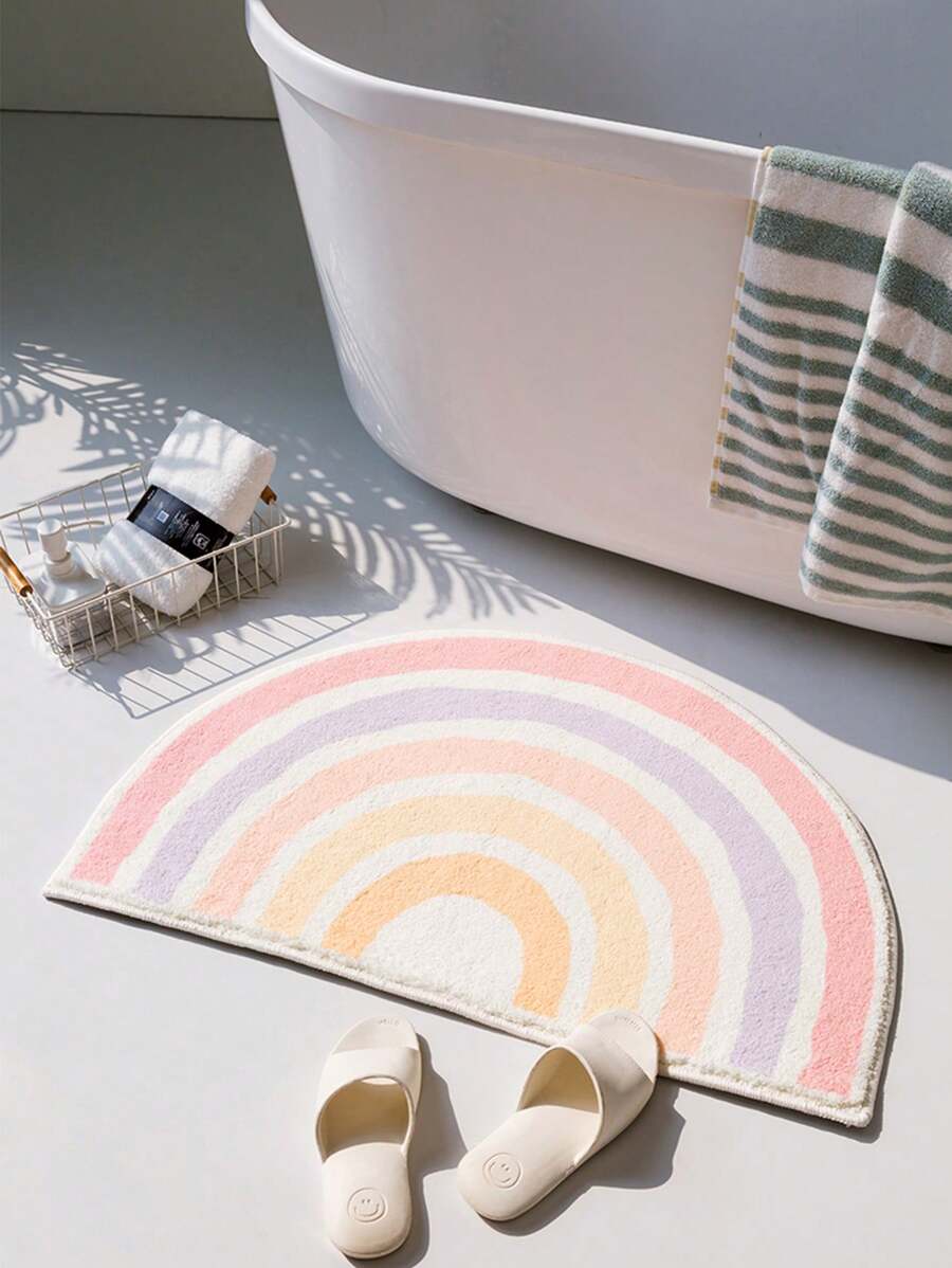 Rainbow Absorbent Bath Mat, Bathroom Entrance Area Soft Fluffy Foot Mat, Anti-Slip Door Mat ,Room Decor - Multicolor - View 1