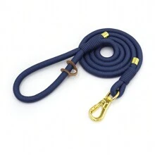 Pet Fashionable Personalized Gold Color Zinc Alloy Clasp Heavy Duty Handmade Nylon Leash For Dogs, Polyester Rope Durable Strong Dog Lead, Suitable For Large & Medium Pets, Collar And Training Accessories