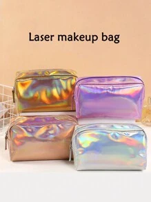 1 pièce/2 pièces/4 pièces Sac à maquillage holographique, trousse de toilette, pochette de rangement cosmétique, organiseur de maquillage de voyage portable, sac à outils de maquillage, porte-monnaie, organiseur de toilette de voyage, cadeaux essentiels, accessoires zippés